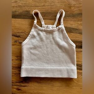 AE Revival Cream Ribbed Cropped Tank Top Size S